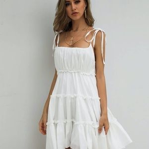 Missord Knot Straps Frill Trim Cami Dress